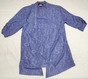 Woman's Pink Collection top with jacket-like attachment in purple, size M